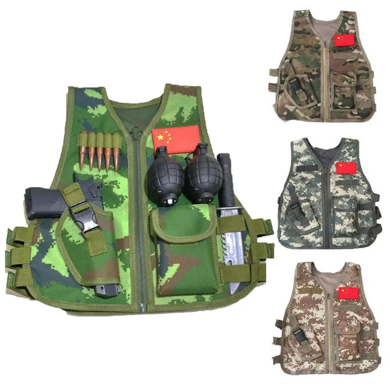 Kids Outdoor Vest - سترة قناص للأطفال بنمط التمويه، ملابس