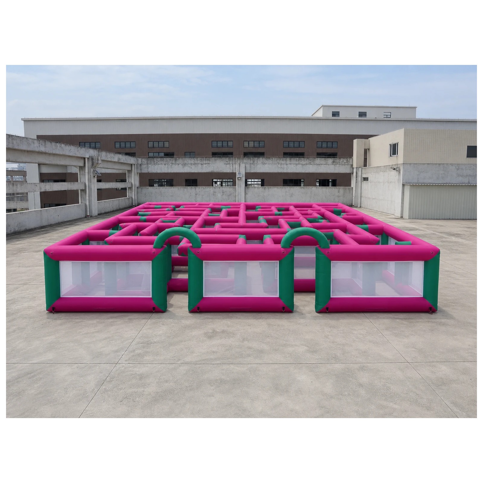 Kids Outdoor Party Venue - متاهة قابلة للنفخ كبيرة باللونين الأرجواني