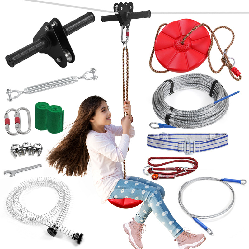 Kids Outdoor Zipline - مجموعة أدوات الزيب لاين للاستخدام الخارجي