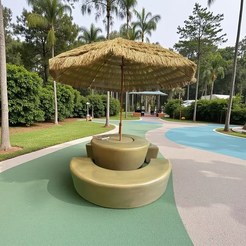 Kids Outdoor Table With Umbrella - طقم طاولة وكراسي خارجية عصرية مستديرة