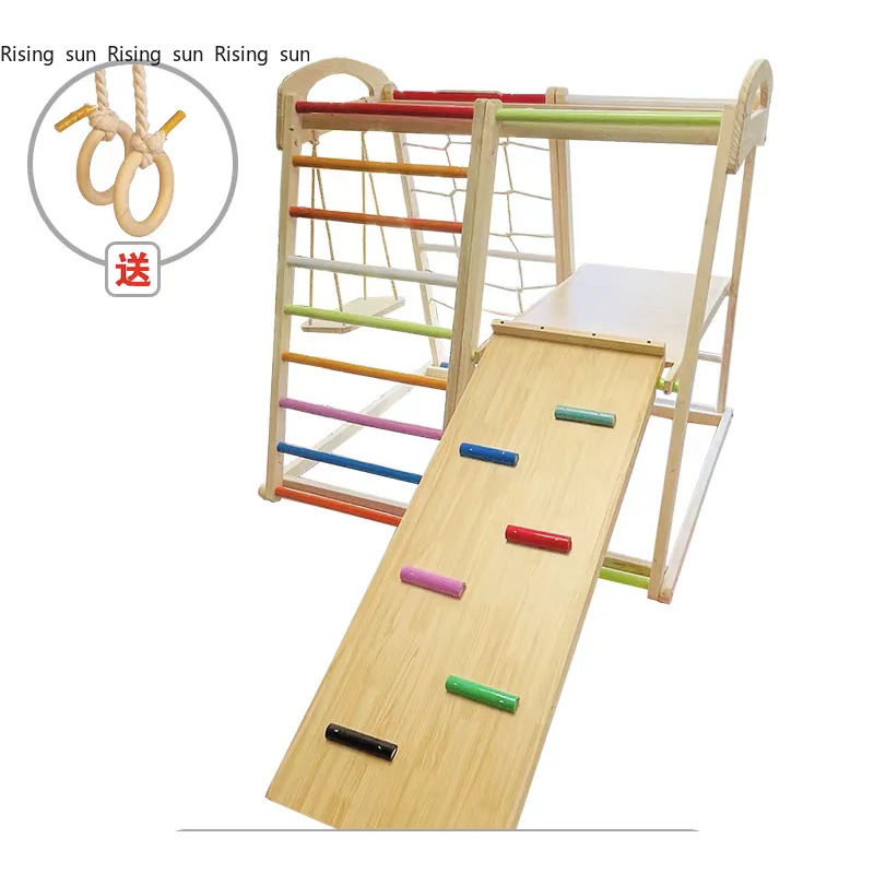 Kids Outdoor Wooden Climbing Frame - هيكل تسلق خشبي داخلي للأطفال، مجموعة