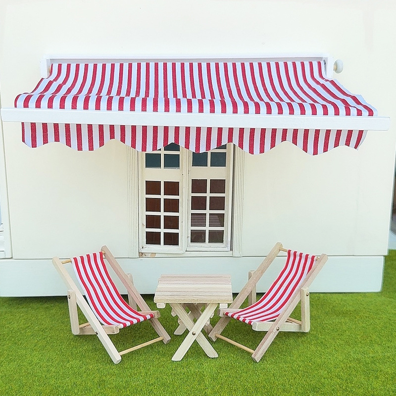 Kids Outdoor Doll House - 1/12 دمية محاكاة المظلة نموذج دمية