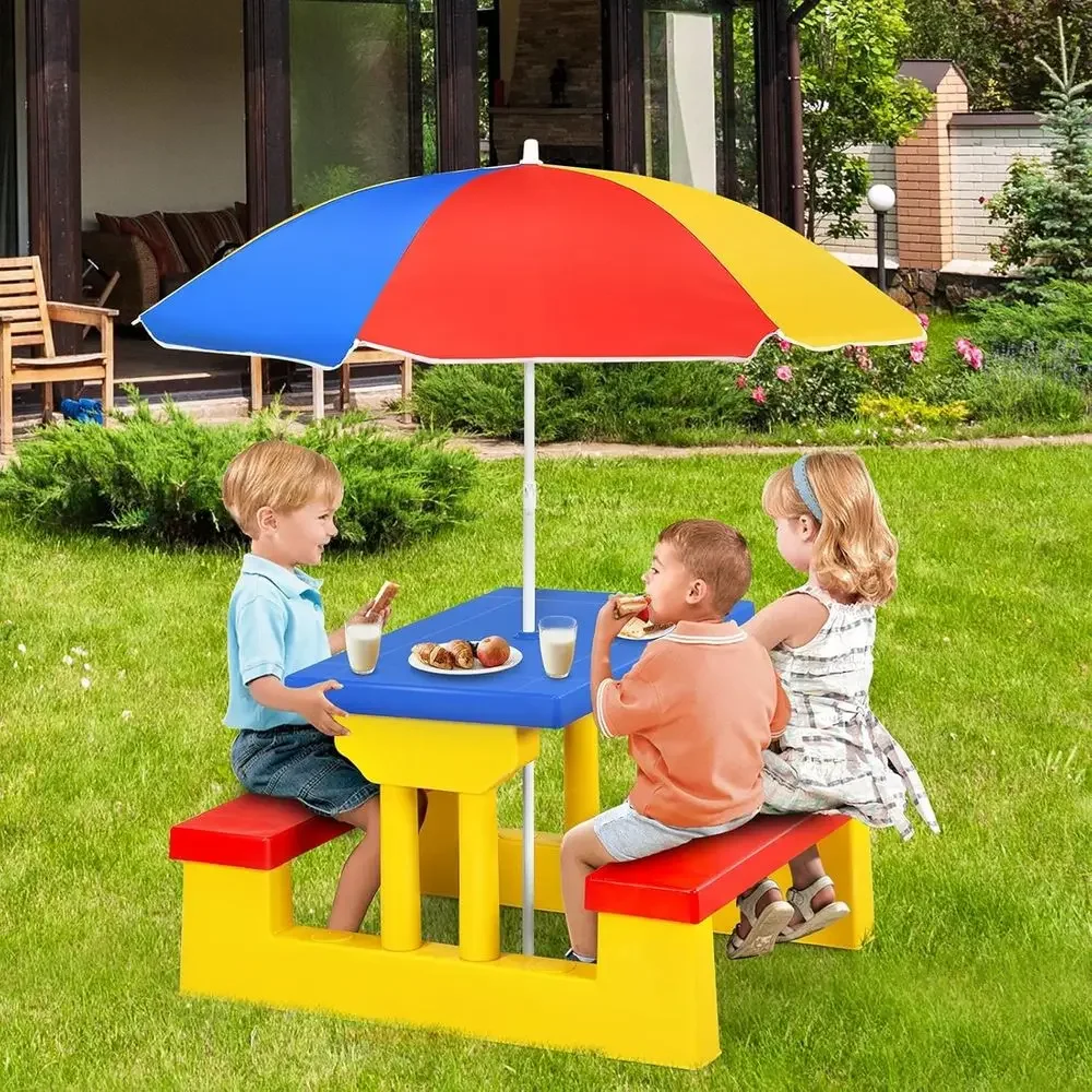 طاولة نزهة للأطفال متعددة الأل - مراجعة Kids Outdoor Table With Umbrella وسعره