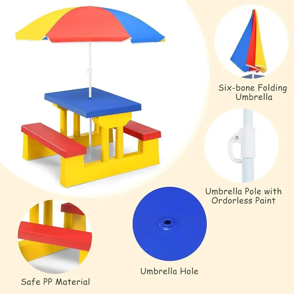 طاولة نزهة للأطفال متعددة الأل - مراجعة Kids Outdoor Table With Umbrella وسعره