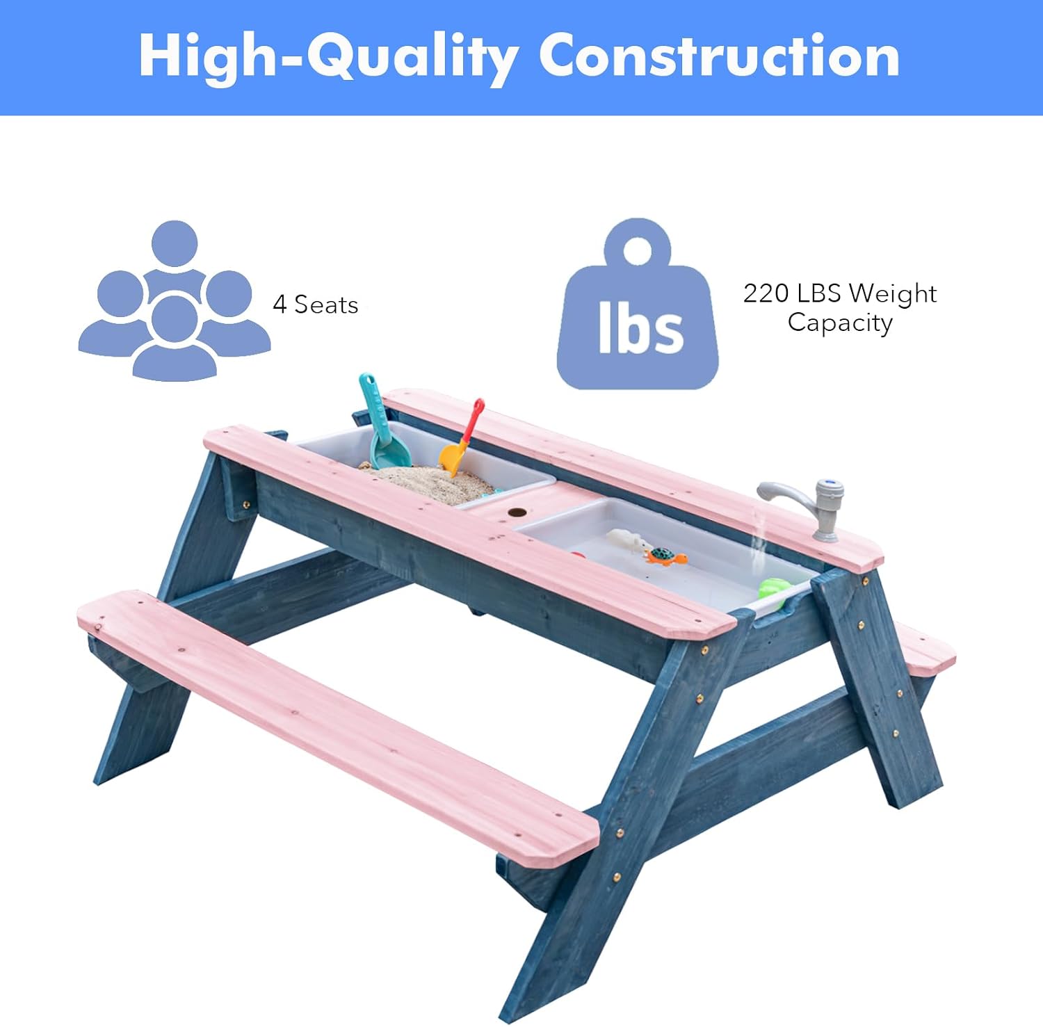 طاولة أطفال 3 في 1 للرمل والما - مراجعة Kids Outdoor Table With Umbrella وسعره