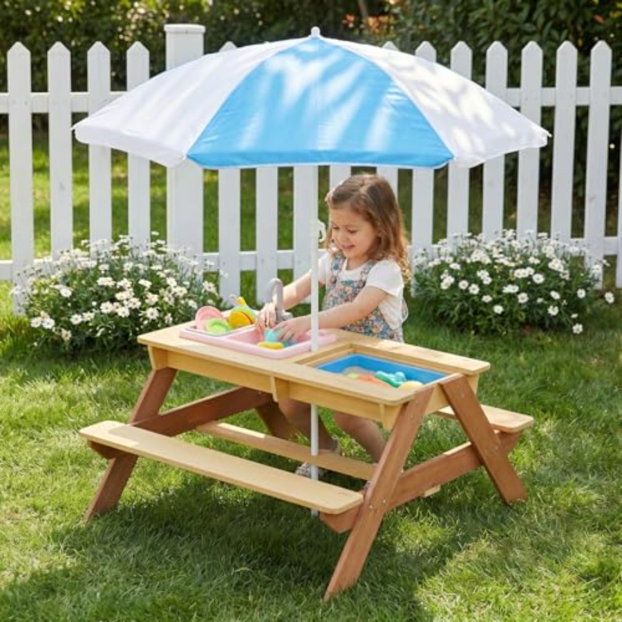 طاولة نزهة خارجية للأطفال مع م - مراجعة Kids Outdoor Table With Umbrella وسعره