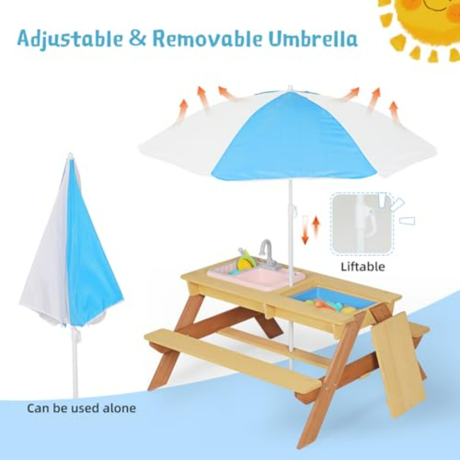 طاولة نزهة خارجية للأطفال مع م - مراجعة Kids Outdoor Table With Umbrella وسعره