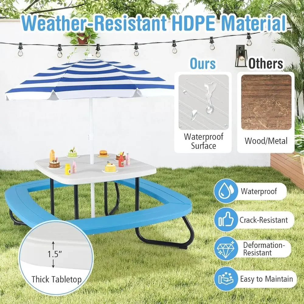 طاولة نزهة للأطفال تتسع لـ 8 أ - مراجعة Kids Outdoor Table With Umbrella وسعره