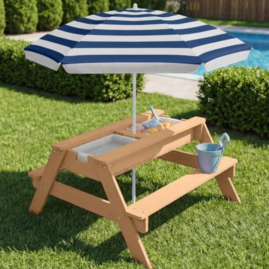 طاولة نزهة خارجية للأطفال مع م - مراجعة Kids Outdoor Table With Umbrella وسعره