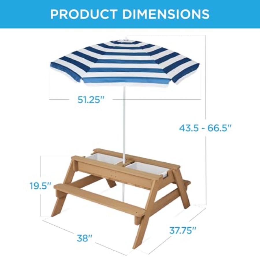 طاولة نزهة خارجية للأطفال مع م - مراجعة Kids Outdoor Table With Umbrella وسعره