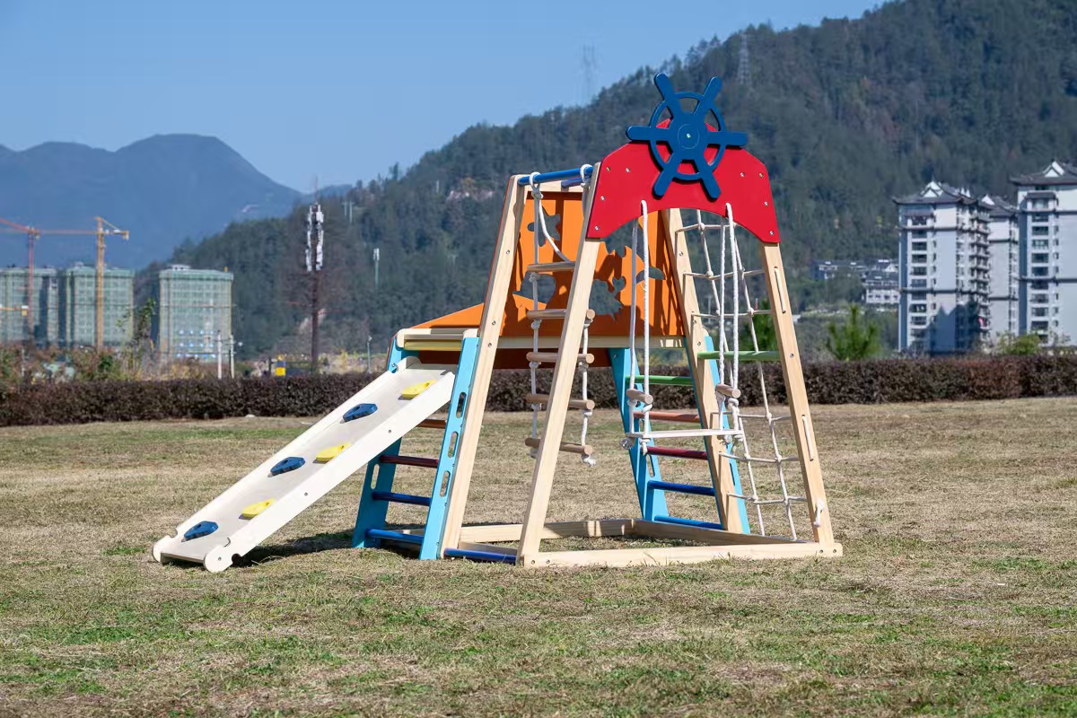 إطار تسلق خشبي كبير ومتين، للا - مراجعة Kids Outdoor Wooden Climbing Frame وسعره