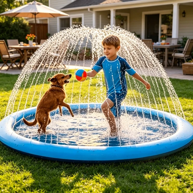 حصيرة رش الماء القابلة للنفخ ا - مراجعة Sprinkler Splash Pad وسعره