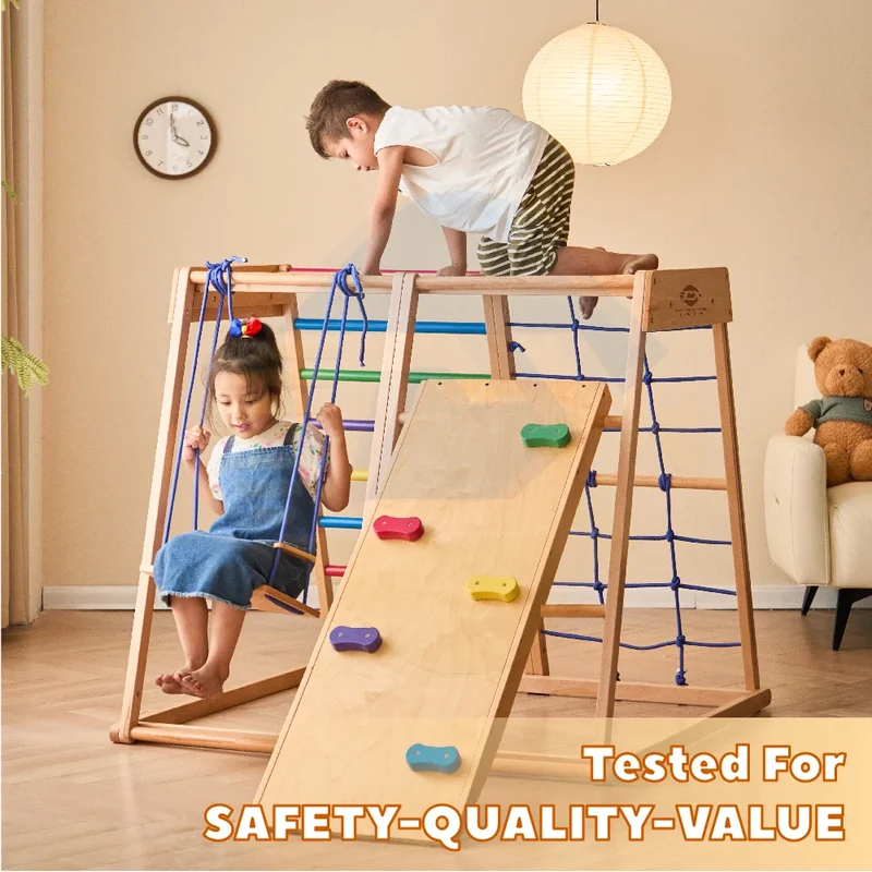 هيكل تسلق خشبي داخلي للأطفال،  - مراجعة Kids Outdoor Wooden Climbing Frame وسعره