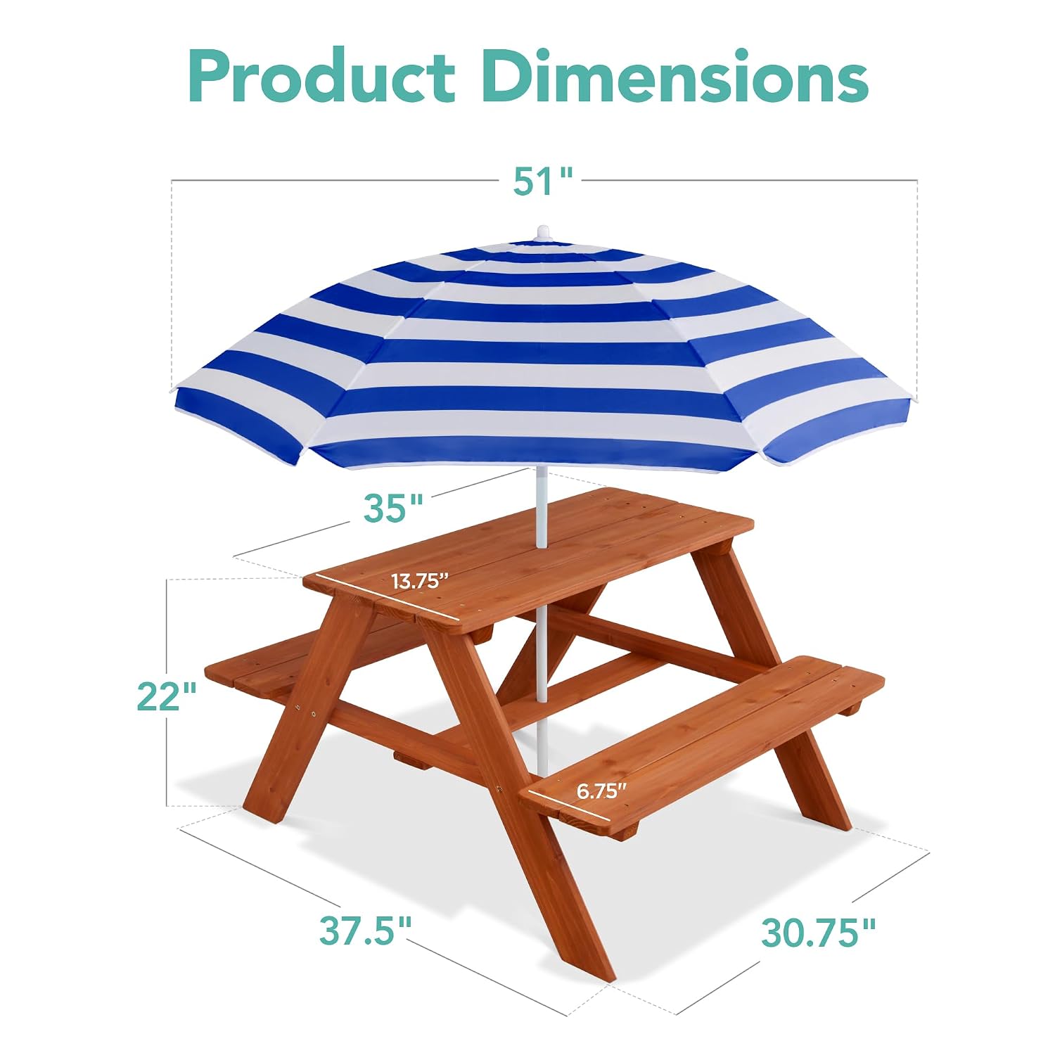 طاولة نزهة خشبية للأطفال مع مظ - مراجعة Kids Outdoor Table With Umbrella وسعره