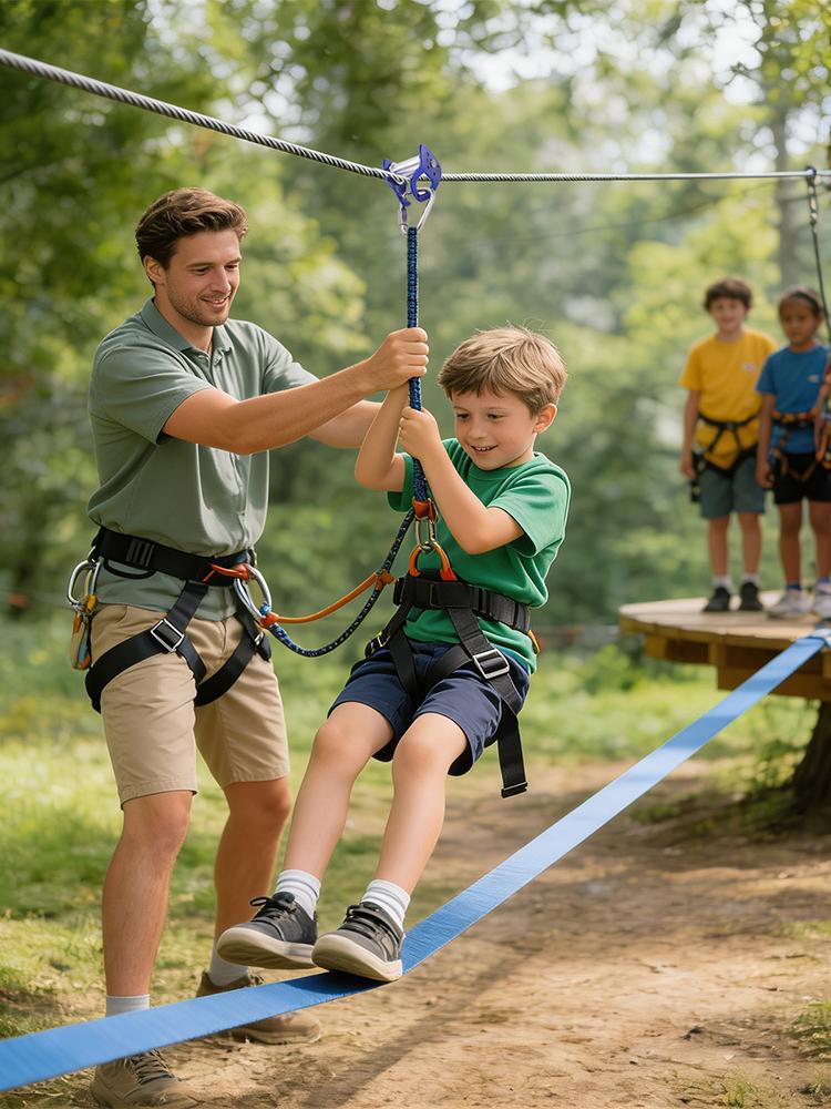 مجموعة بكرة زيب لاين خارجية مت - مراجعة Kids Outdoor Zipline وسعره
